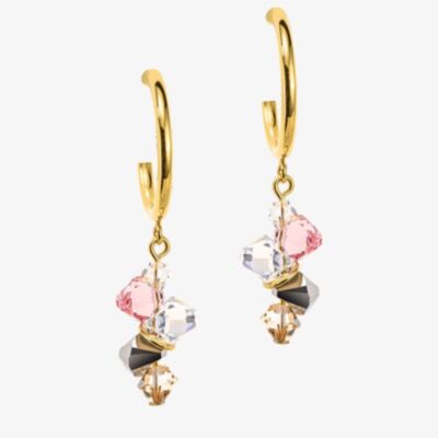 Coeur De Lion Ladies Gold Light Rose Dancing Crystals Drop Earrings  4639/21-1920
