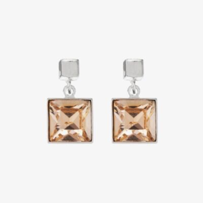 Coeur De Lion Square Peach Crystal Dropper Earrings 0080/21-0225