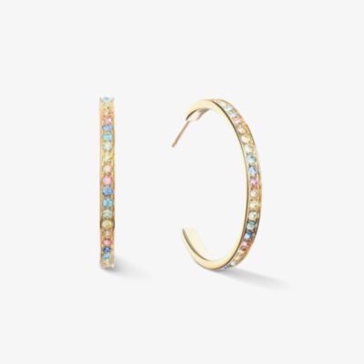 Coeur De Lion Gold Tone Multi Coloured Pastel Crystal Hoop Earrings 0128/21-1590