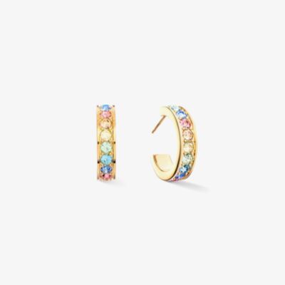 Coeur De Lion Gold Tone Pastel Multi Coloured Crystal Hoop Earrings 0131/21-1590