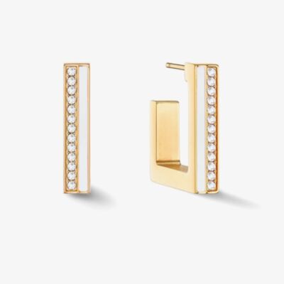 Coeur De Lion Gold Tone Crystal Square Hoop Earrings 0133/21-1416