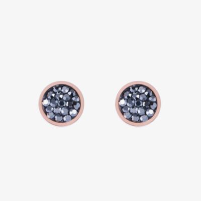 Coeur De Lion Rose Gold Tone Anthracite Crystal Stud Earrings 0218/21-1223