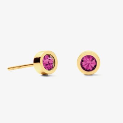 Coeur De Lion Sparkling Dots Gold Tone Pink Crystal Glass Stud Earrings 0227/21-0416
