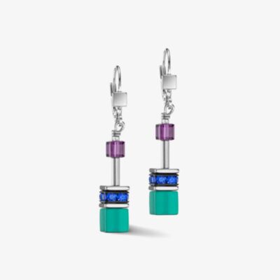 Coeur De Lion Silver Tone Blue & Purple Multi Stone Dropper Earrings 2838/20-0608