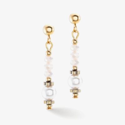 Coeur De Lion Little Twinkle Gold Tone Crystal Pearl Dropper Earrings 4434/21-1400