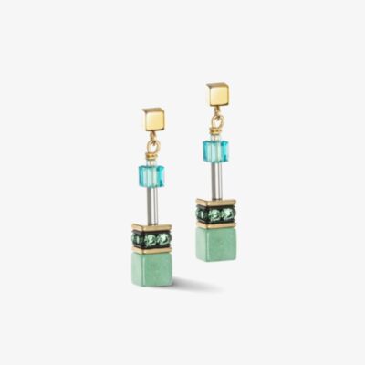 Coeur De Lion Gold Tone Blue & Green Multi Stone Dropper Earrings 4905/21-0506