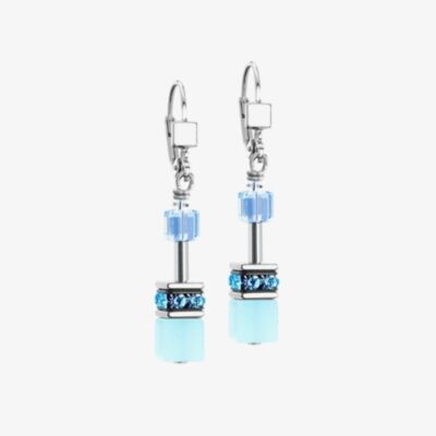 Coeur De Lion GeoCUBE Iconic Aqua Blue Drop Earrings 2838/20-2007