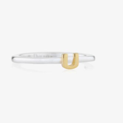 Daisy London Alpha Silver Gold Plate Initial U Ring SR#U