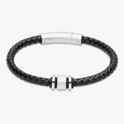 Unique Black Leather Braided Bracelet B510BL/21CM