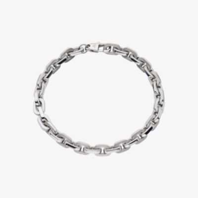 Unique Stainless Steel 21cm Square Matte Polished Belcher Chain Bracelet LAB-256/21CM