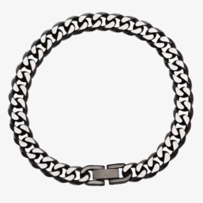 Unique Stainless Steel Black IP Plated Curb Necklace LAK-156/50CM