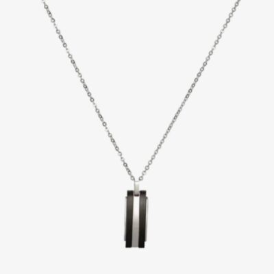 Unique Stainless Steel Black Tag Pendant Necklace AN-108/50CM