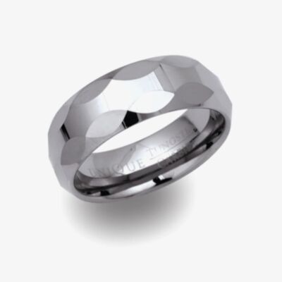 Unique Tungsten Carbide 8mm Bevelled Edge Ring TUR-4
