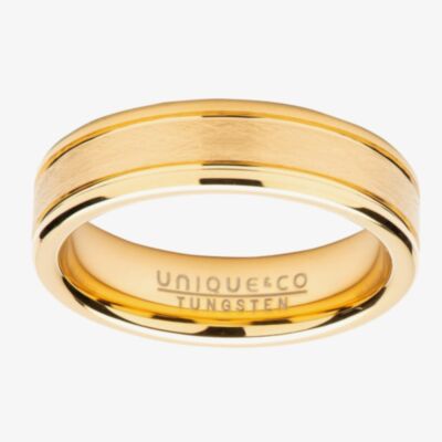 Unique Gold Tone Tungsten 6mm Court Ring TUR-119