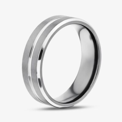 Unique Zirconium Silver 7mm Brushed Band Ring ZR-25