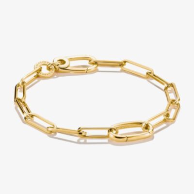 THOMAS SABO Charm Club Connect Gold Plated Paperclip Link Charm Bracelet C1205-413-39