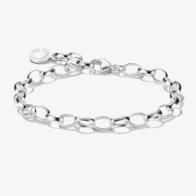 THOMAS SABO Silver Plated Charm Club Original Oval Link Bracelet X0031-M02-21