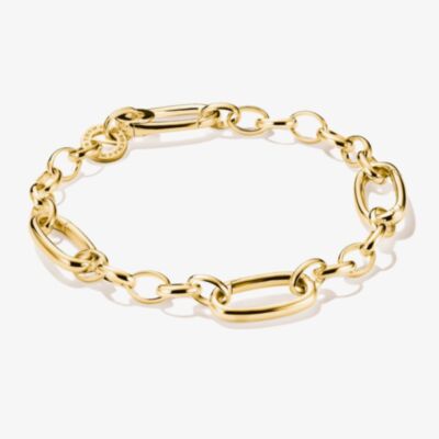 THOMAS SABO Charm Club Connect Yellow Gold Tone Plated Three Link Charm Bracelet C1203-S02-39