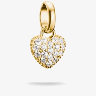 THOMAS SABO Charm Club Connect Hello Kitty 18ct Yellow Gold Plated Pave Cubic Zirconia Heart Charm CC1370-M01-14