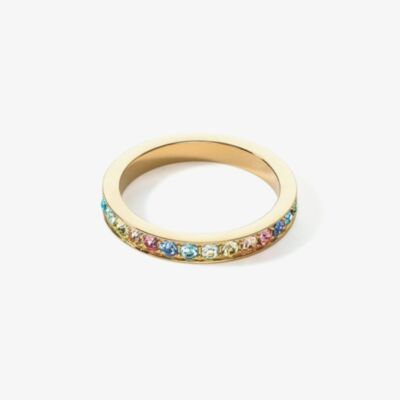 Coeur De Lion Gold Tone Pastel Multi Colour Crystal Eternity Ring 0127-40-1590