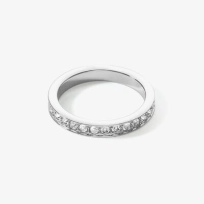 Coeur De Lion Silver Tone Crystal Eternity Ring 0127/40-1817