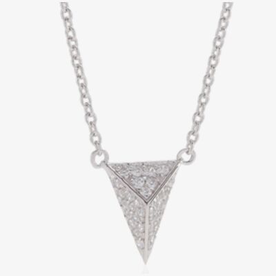 Sif Jakobs Rhodium Plated 'Pecetto Piccolo' White Pave Triangle Necklace SJ-C3307-CZ