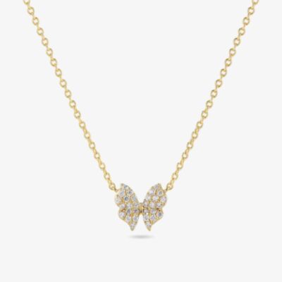 Sif Jakobs Gold Plated Farfalla Cubic Zirconia Butterfly Necklace SJ-N2700-CZ-YG
