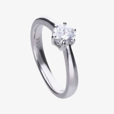 Diamonfire Silver 0.75ct Round Cubic Zirconia Solitaire Ring R3619