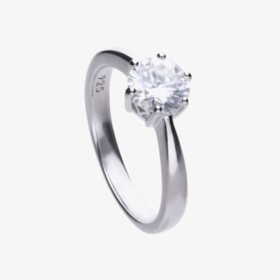 Diamonfire Silver 1.50ct Round Cubic Zirconia Solitaire Ring R3621