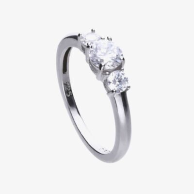 Diamonfire Silver Cubic Zirconia Three Stone Ring R3624