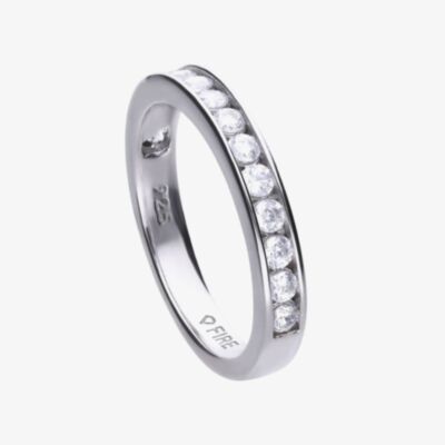 Diamonfire Silver Channel Set Cubic Zirconia Half Eternity Ring R3629