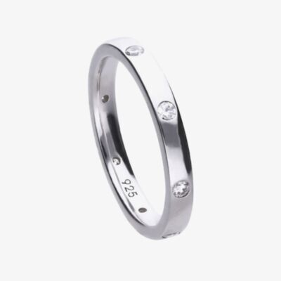 Diamonfire Silver Cubic Zirconia Set Band Ring R3630