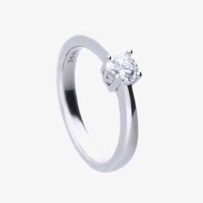 Diamonfire Silver 0.50ct Cubic Zirconia 4 Claw Ring R3750