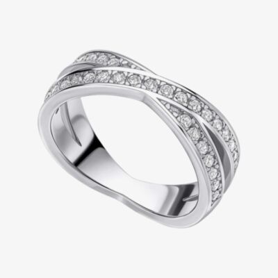 Diamonfire Sterling Silver Cubic Zirconia Cross Over Ring R4001
