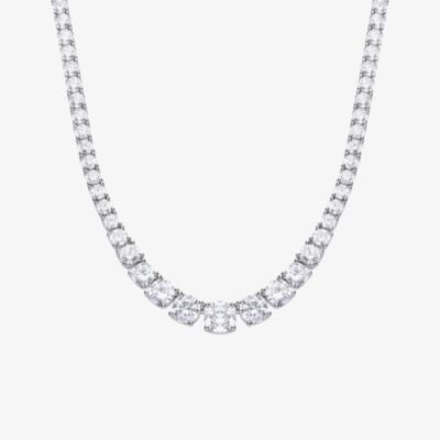 Diamonfire Silver Cubic Zirconia Graduated Tennis Necklace N4338