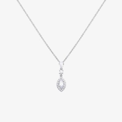 Diamonfire Silver Marquise Cut Pave Pendant Necklace N4340