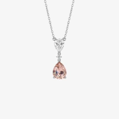 Diamonfire Silver Pink Cubic Zirconia Teardrop Necklace N4502