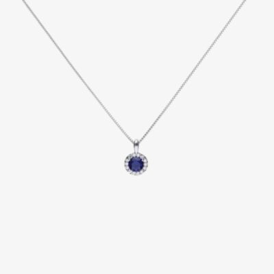 Diamonfire Round Blue Cubic Zirconia Halo Pendant Necklace P4626