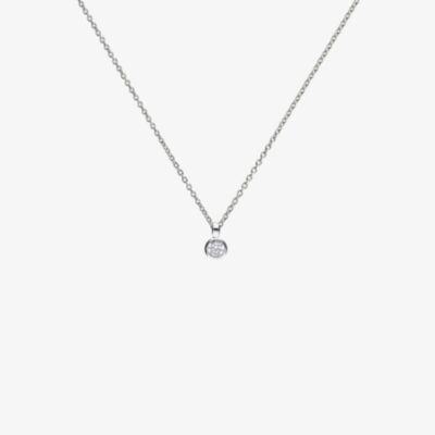 Diamonfire Silver Bezel Set 0.25ct Round Cubic Zirconia Pendant Necklace P4640