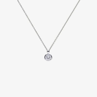 Diamonfire Silver Bezel Set 1.00ct Round Cubic Zirconia Pendant Necklace P4643