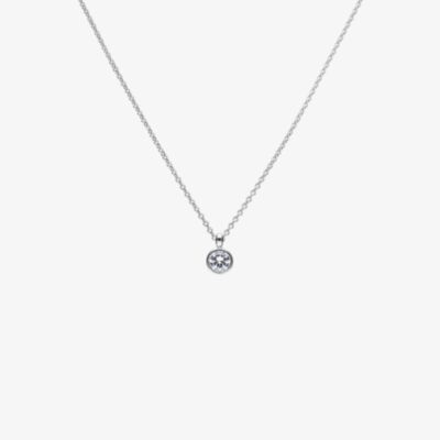 Diamonfire Silver Bezel Set 1.50ct Round Cubic Zirconia Pendant Necklace P4644