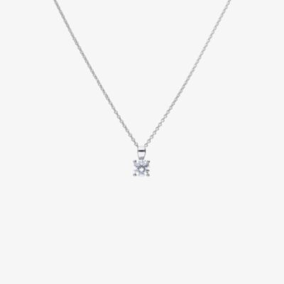 Diamonfire Silver 0.75ct Round Cubic Zirconia 4 Claw Pendant Necklace P4918