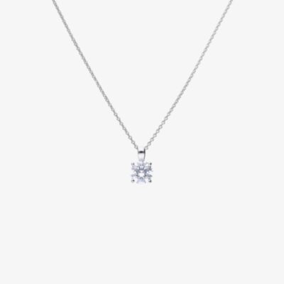 Diamonfire Silver 2.00ct Round Cubic Zirconia 4 Claw Pendant Necklace P4920