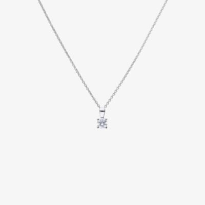 Diamonfire Silver 0.50ct Round Cubic Zirconia 4 Claw Pendant Necklace P4917