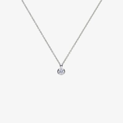 Diamonfire Sterling Silver 0.50ct Bezel Set Cubic Zirconia Solitaire Necklace P4641