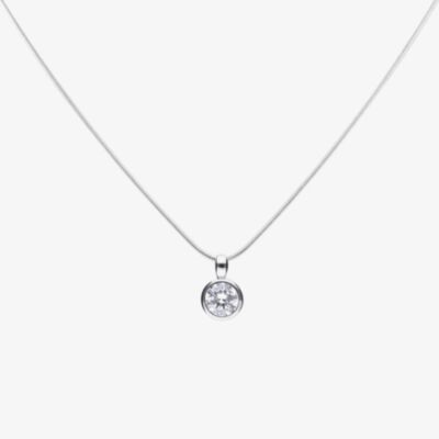 Diamonfire Sterling Silver 0.75ct Bezel Set Cubic Zirconia Solitaire Necklace P4642