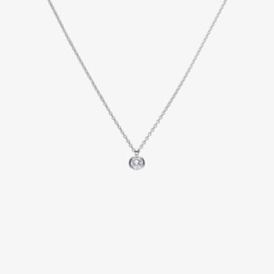 Diamonfire Sterling Silver 2.00ct Bezel Set Cubic Zirconia Solitaire Necklace P4645