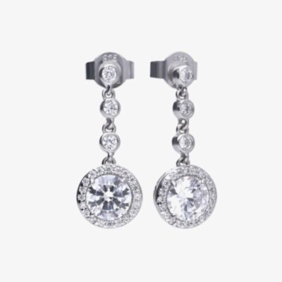 Diamonfire Silver Round Cubic Zirconia Drop Earrings E5588