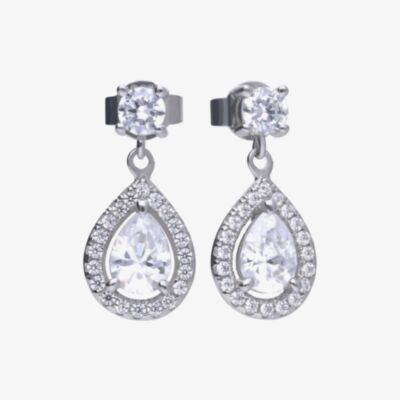 Diamonfire Silver Cubic Zirconia Teardrop Drop Earrings E5594
