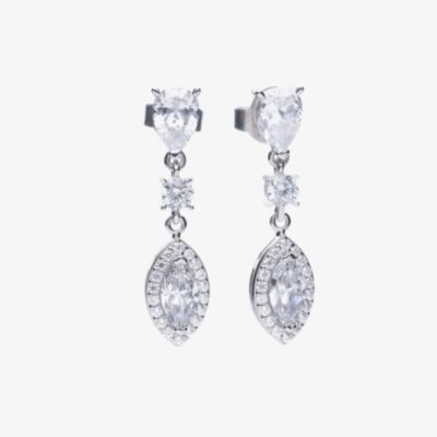 Diamonfire Silver Marquise Cut Cubic Zirconia Dropper Earrings E5785